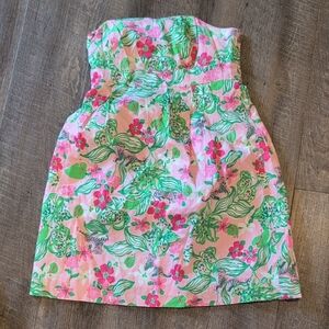 Lilly Pulitzer Strapless Dress in Pink and Green